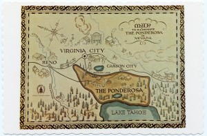 Ponderosa Location shown of familiar map, Ponderosa Ranch, Incline Village, Nevada          